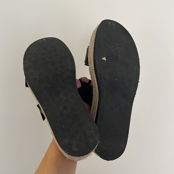 Zara (VGUC) | Black Leather Wedges Slip Sandals with Buckle and Platform - Picture 11 of 16